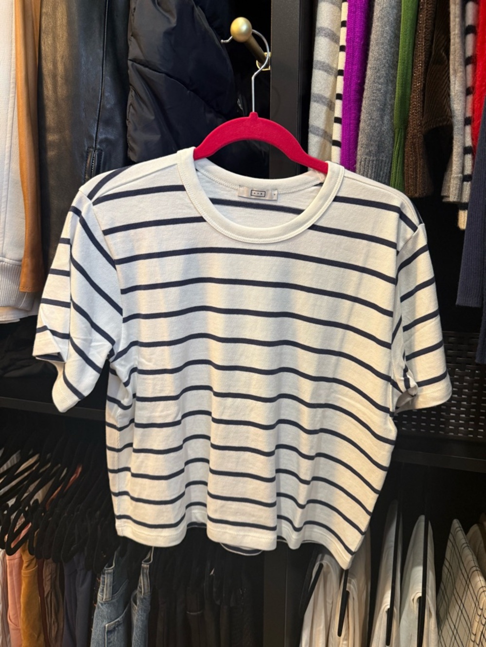 AYR White Tee with Navy Stripes - Short Sleeve Kids Top